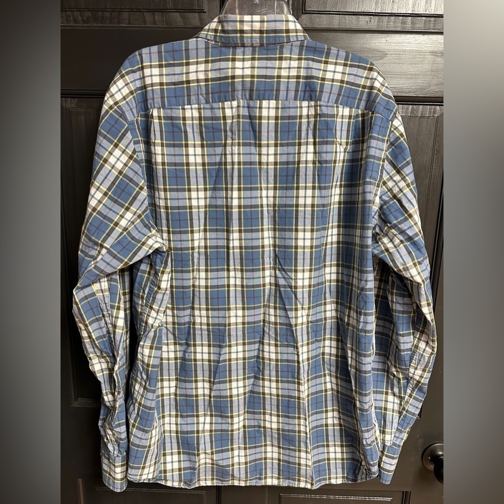 J Crew Long Sleeve Men’s Size XL Casual Button Down Shirt Blue Black White Plaid - Picture 2 of 9